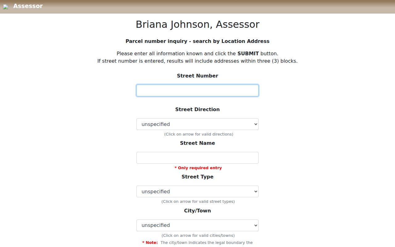 Mesquite residents directory Clark County Assessor address search controls