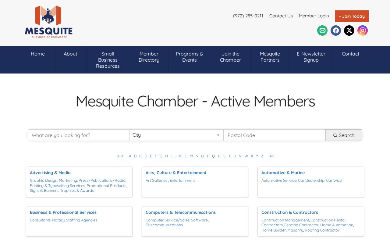 Mesquite neighbors Chamber community business directory search