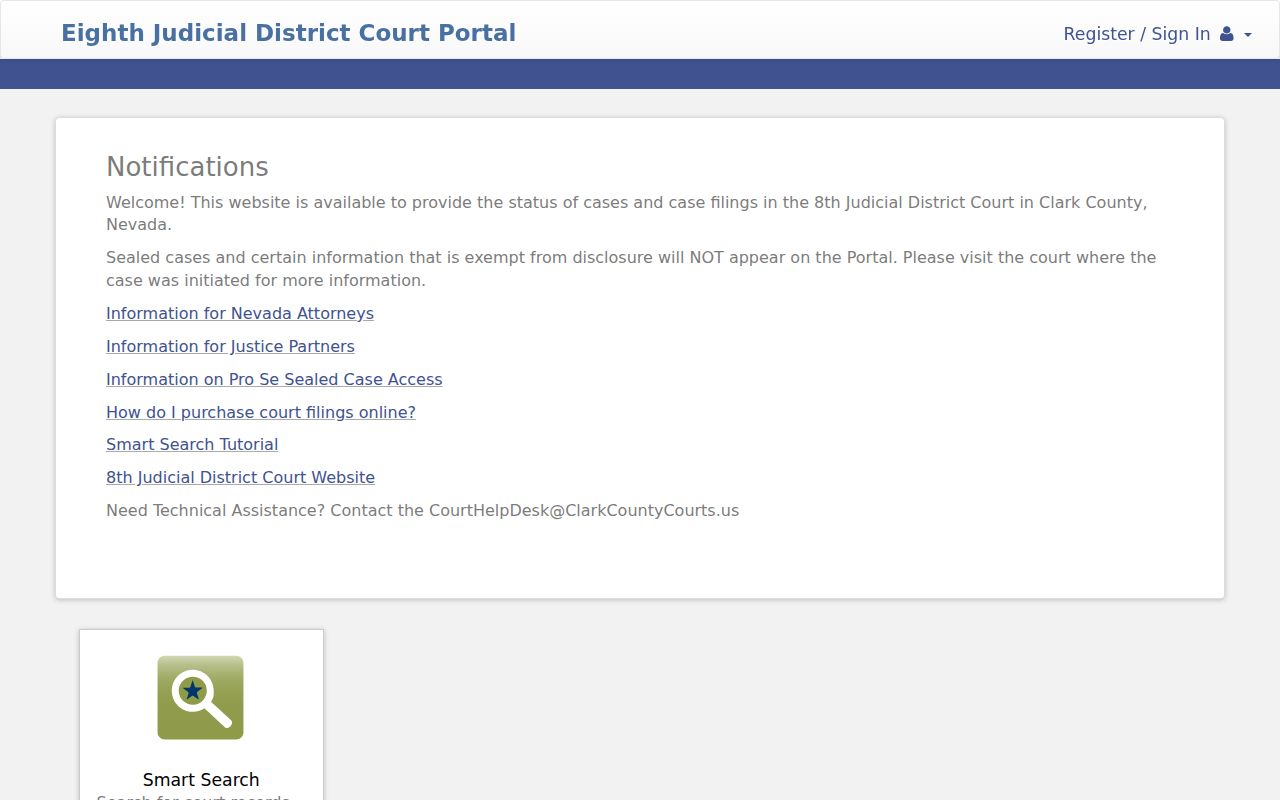 Mesquite resident lookup view of the Eighth Judicial District Court portal